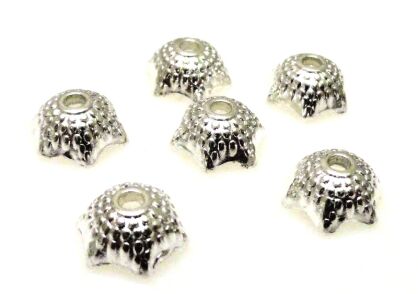 Czapeczki bali na korale - kwiatki 8mm - posrebrzane