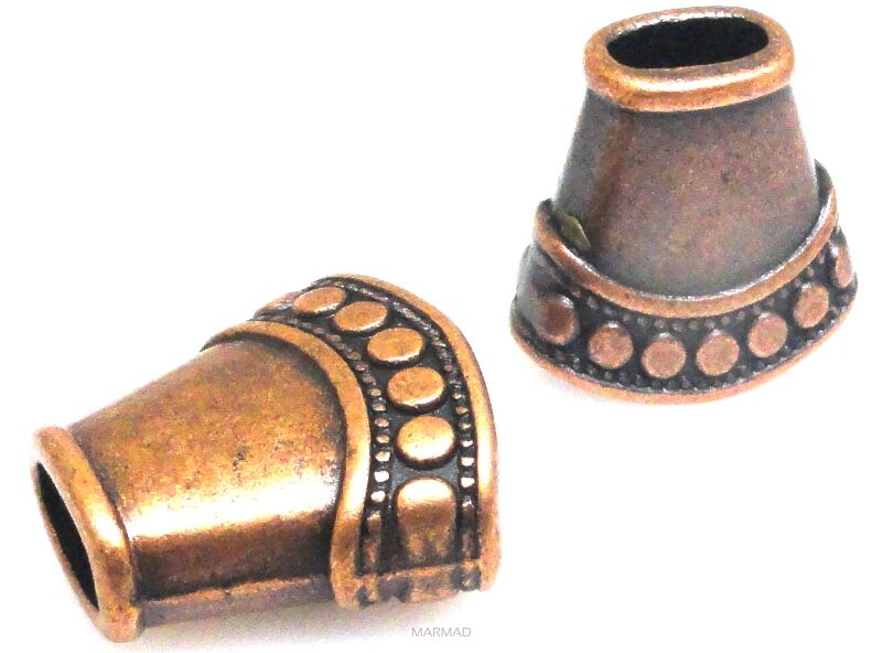 Czapeczki bali na korale - 14x16mm - red copper