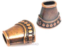 Czapeczki bali na korale - 14x16mm - red copper
