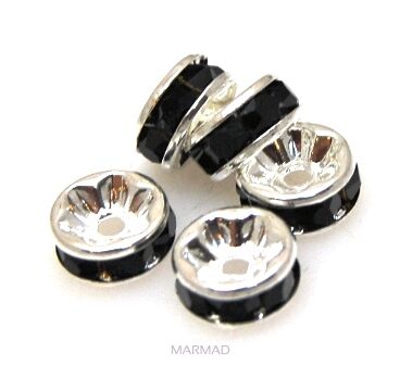 Przekładki z cyrkoniami black - krążek 8mm 