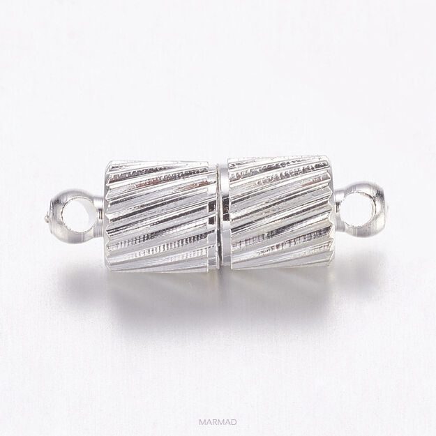 Zapięcie magnetyczne srebrzone15x5mm, otwór 1mm
