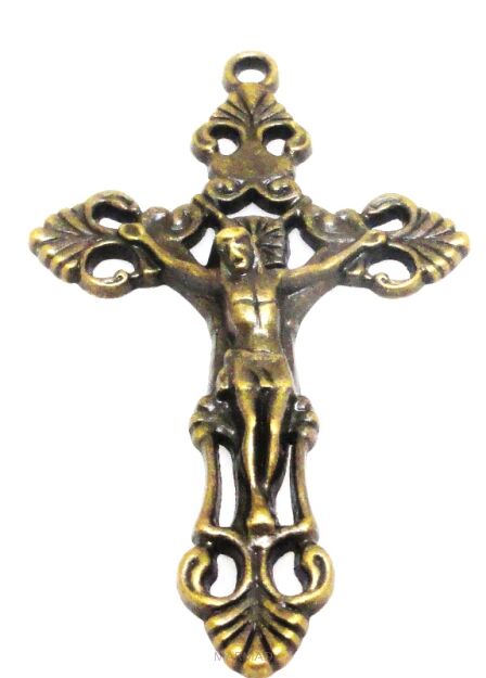 Zawieszka - krzyż 55x33mm antyczny brąz