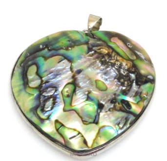 Serce 49x41mm muszla Paua i masa perłowa - gotowa zawieszka dwustronna WADA