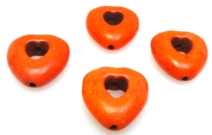 Howlit - serce 14x15mm - pomarańczowy