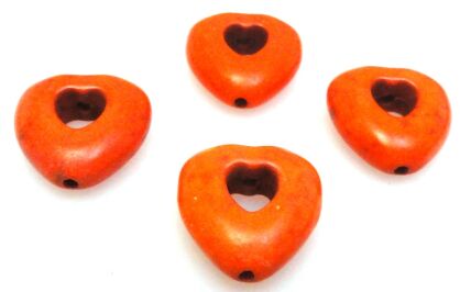 Howlit - serce 14x15mm - pomarańczowy