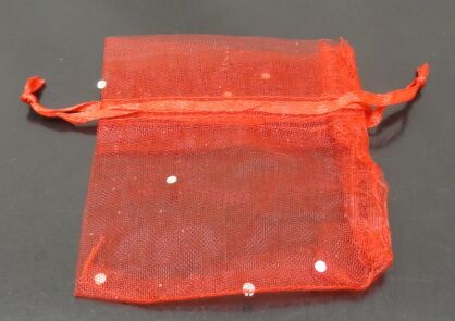 Woreczek ozdobny na biżuterię, prezent - 80x70mm - czerwony