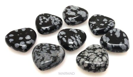 Obsydian śnieżny - serce 14mm
