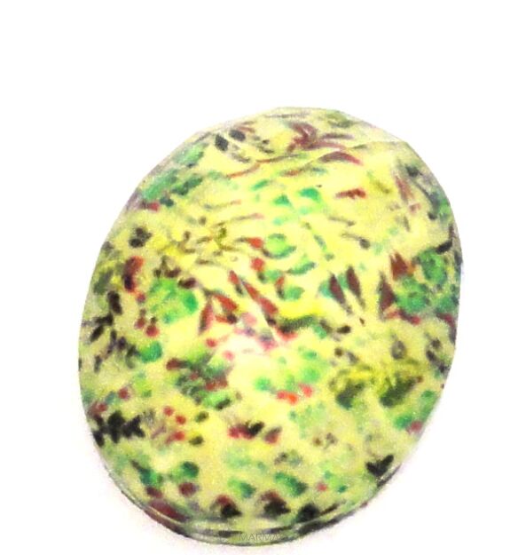 Kaboszon szklany fasetowany - owal 25x18mm - mozaika kwiatowa