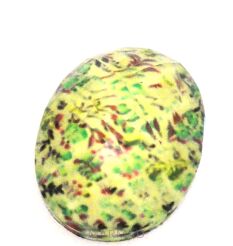 Kaboszon szklany fasetowany - owal 25x18mm - mozaika kwiatowa