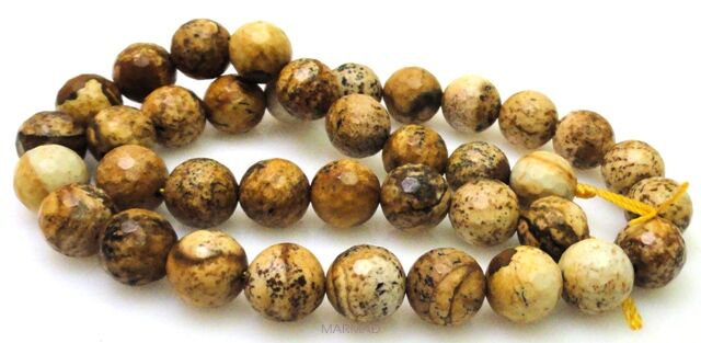 Jaspis obrazkowy fasetowany - kula 10mm