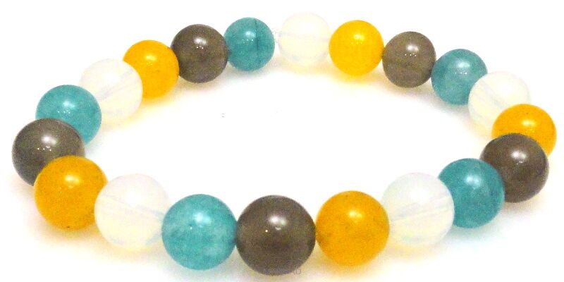 Bransoleta - agat, jadeit i opalit kule 10mm - 20cm