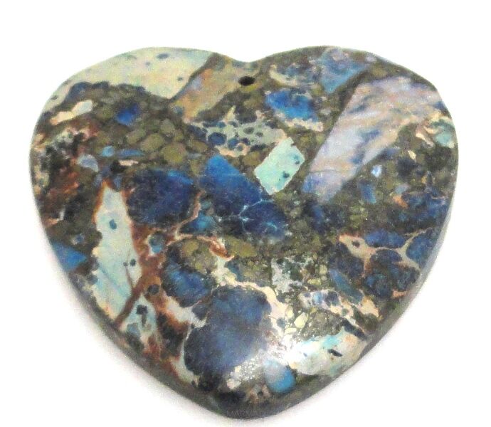 Jaspis cesarski z żywicą - na wisior serce 39x40x7mm