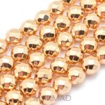 Hematyt fasetowany jasno pozłacany - kula 6mm - 2