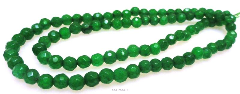 Jadeit fasetowany - kula 4mm - zielony