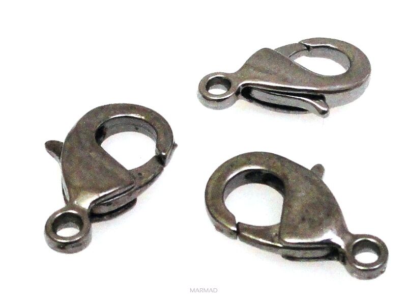 Zapięcie karabińczyk 15mm - kolor hematytu