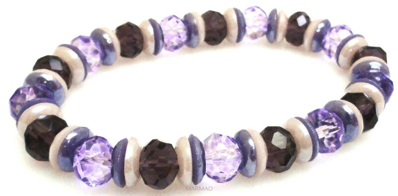 Bransoleta - kryształki fasetowane i perłowe - 17,5cm