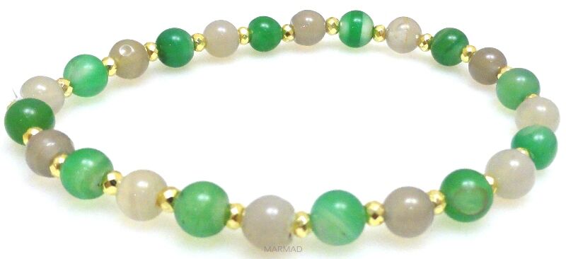 Bransoleta - agat i hematyt złoty - 18,5cm