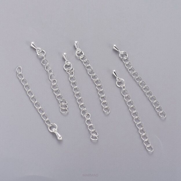 Przedłużka -łańcuszek 40-58mm z łezką- srebrny