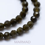 Obsydian czarny o złotym połysku - fasetowany- kula 3mm - 3