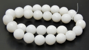 Jadeit fasetowany - kula 12mm - biały