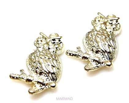 Sowa - zawieszka 33x17mm - posrebrzana