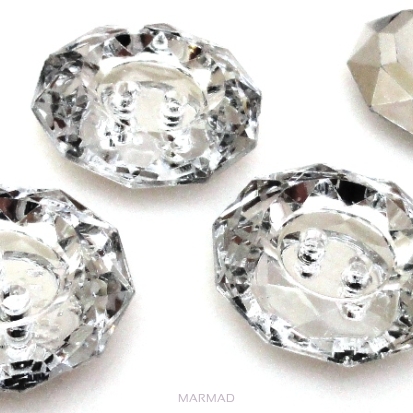 Guziki kryształowe fasetowane - moneta 18mm - crystal
