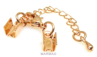 Zapięcie z karabińczykiem + końcówki 3mm do zaciskania + łańcuszek - gold rose