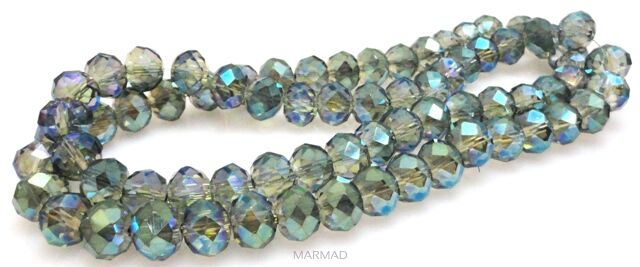 Kryształki fasetowane green efekt AB - oponka 10x7mm