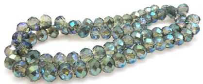 Kryształki fasetowane green efekt AB - oponka 10x7mm