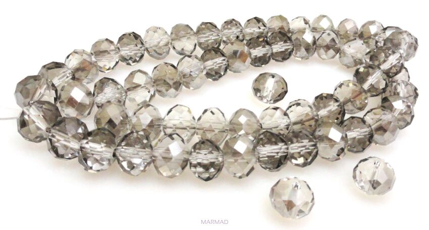 Kryształki fasetowane - oponka 10x8mm - grey silver