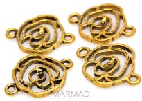 Ozdobny element - łącznik różyczka 27x20mm - antyczne złoto