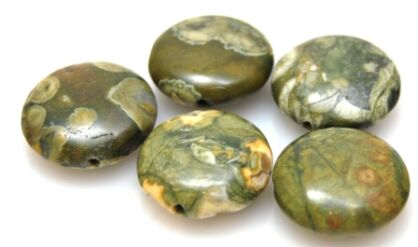 Riolit kwiatowy zielony - moneta 18mm