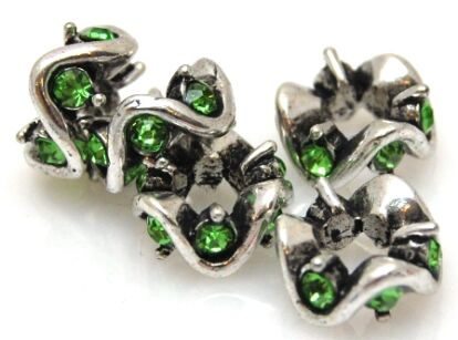 Przekładka antyczna z cyrkoniami - peridot -11x4mm