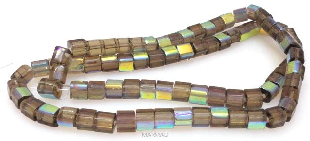 Kostki szklane platerowane 4x4mm - szaro