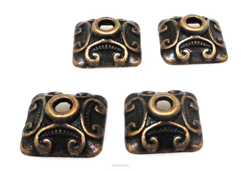 Czapeczki bali na korale - 10mm - red copper