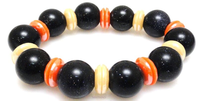 Bransoleta - noc kairu kule 15mm i dyski perłowe - 18,5cm