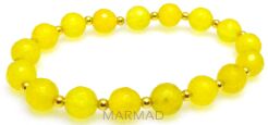 Bransoletka - jadeit fasetowany żółty kule 8mm - 17,5cm