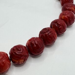 Koral czerwony rzeźbiony- kula 16mm