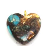 Jaspis cesarski z żywicą - zawieszka serce z ogniwkiem 22x22x7mm