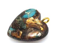 Jaspis cesarski z żywicą - zawieszka serce z ogniwkiem 22x22x7mm