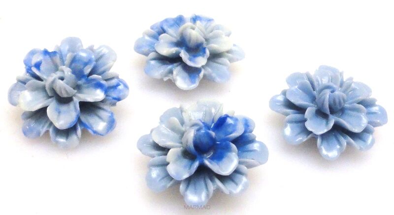 Koral z żywicą - kwiatek dalia 17mm - niebieski