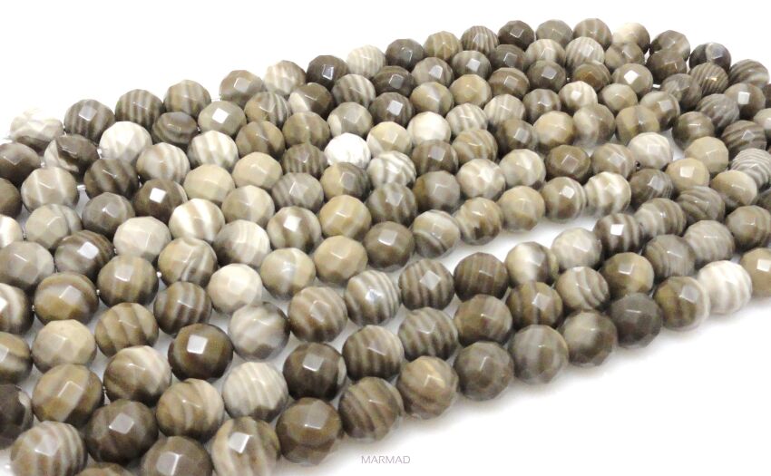 Krzemień pasiasty fasetowany - kule 10mm