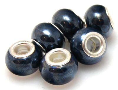 Porcelana - przekładka do biżuterii modułowej - oponka 12x10mm - granatowa