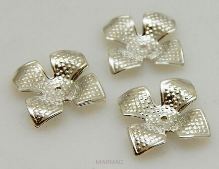 Czapeczki na korale -   lilia 18mm - posrebrzane