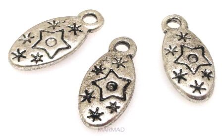 Zawieszka - owal z gwiazdkami 16x7mm