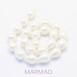 Perła biała muszlowa - kropla 18x13mm - 2