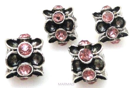 Przekładka antyczna z cyrkoniami 11x9mm - rose