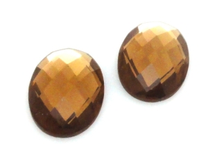 Kaboszon szklany fasetowany - owal 18x13mm - topaz brown