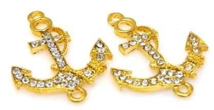 Kotwica z cyrkoniami crystal - zawieszka i łącznik 37x27mm