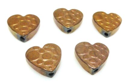 Hematyt - ozdobne serce 10x10mm - kolor red copper